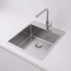 Pure.Sink Exclusivo fregadero de acero inoxidable de 44x52 cm Tapwing con banco de orificio para grifo radio de 10mm PEX4040T-02