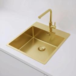 Pure.Sink Exclusivo Fregadero dorado de 44x52 cm Tapwing con banco de agujero de grifo radio 10mm PEX4040T-60