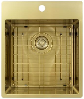 Pure.Sink Exclusivo Fregadero dorado de 44x52 cm Tapwing con banco de agujero de grifo radio 10mm PEX4040T-60