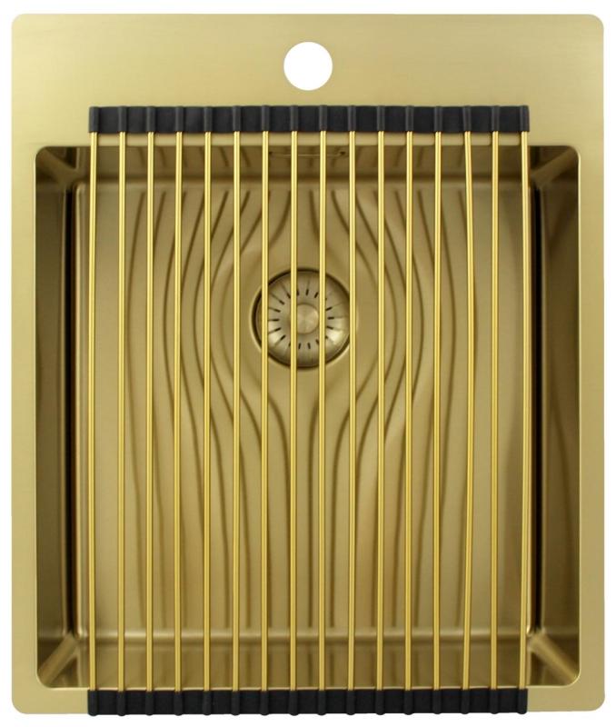 Pure.Sink Exclusivo Fregadero dorado de 44x52 cm Tapwing con banco de agujero de grifo radio 10mm PEX4040T-60