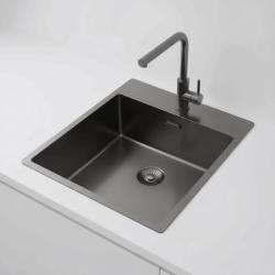 Pure.Sink Exclusivo Gun Metal fregadero 44x52 cm Tapwing con banco de agujeros para grifo radio 10mm PEX4040T-61