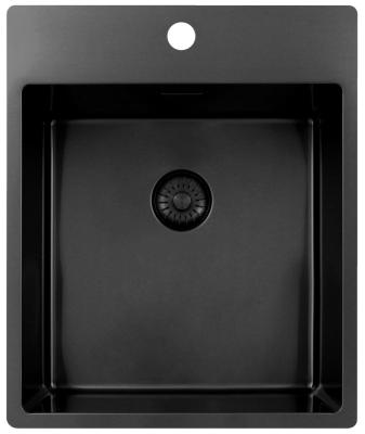 Pure.Sink Exclusivo Gun Metal fregadero 44x52 cm Tapwing con banco de agujeros para grifo radio 10mm PEX4040T-61