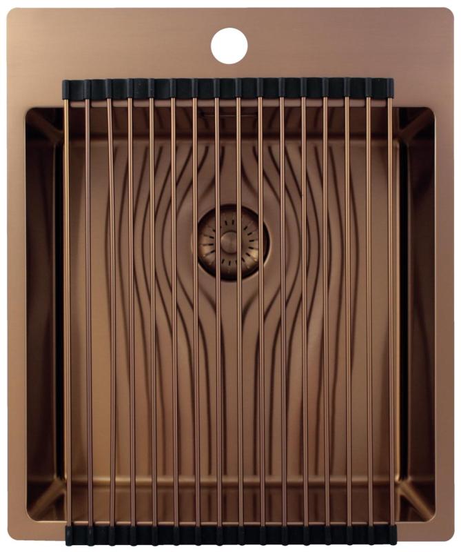 Pure.Sink Exclusivo Fregadero de cobre de 44x52 cm Tapwing con orificio para grifo de 10mm de radio PEX4040T-62