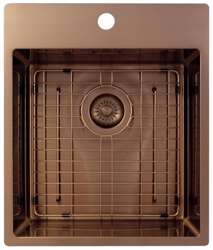 Pure.Sink Exclusivo Fregadero de cobre de 44x52 cm Tapwing con orificio para grifo de 10mm de radio PEX4040T-62