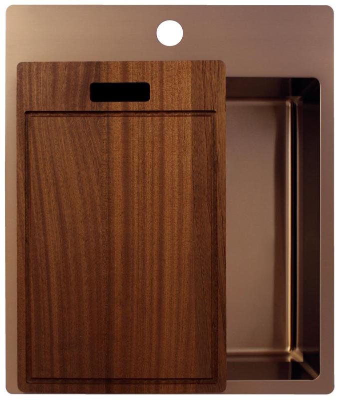 Pure.Sink Exclusivo Fregadero de cobre de 44x52 cm Tapwing con orificio para grifo de 10mm de radio PEX4040T-62