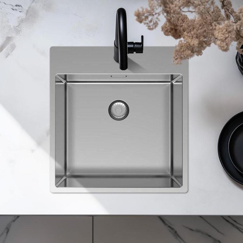 Pure.Sink Exclusivo fregadero de acero inoxidable 49x52 cm Tapwing con orificio para grifo radio 10mm PEX4540T-02