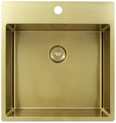 Pure.Sink Exclusivo Dorado fregadero 49x52 cm Tapwing con banco de orificios para grifo radio 10mm PEX4540T-60