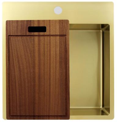Pure.Sink Exclusivo Dorado fregadero 49x52 cm Tapwing con banco de orificios para grifo radio 10mm PEX4540T-60