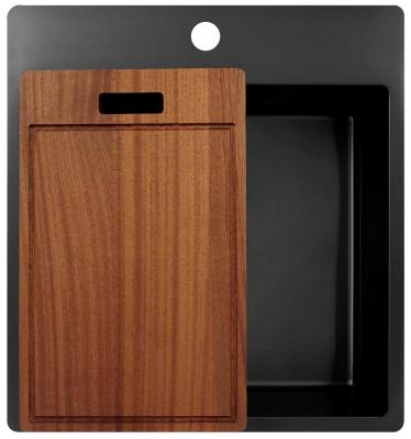 Pure.Sink Exclusivo Gun Metal fregadero 49x52 cm Tapwing con banco de agujeros para grifo radio de 10mm PEX4540T-61