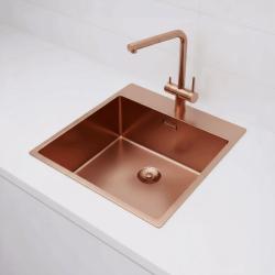 Pure.Sink Exclusivo Fregadero de cobre 49x52 cm Tapwing con banco de agujero de grifo radio 10mm PEX4540T-62