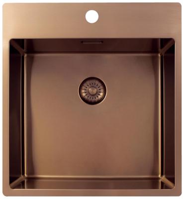 Pure.Sink Exclusivo Fregadero de cobre 49x52 cm Tapwing con banco de agujero de grifo radio 10mm PEX4540T-62