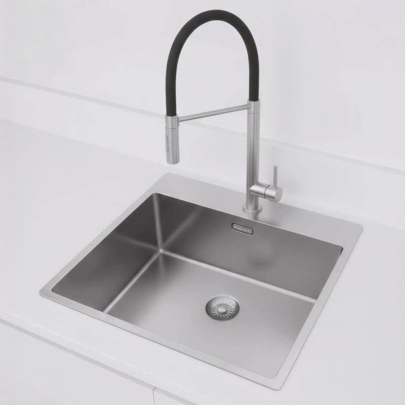 Pure.Sink Exclusivo fregadero de acero inoxidable 54x52cm Tapwing con orificio para grifo radio de 10mm PEX5040T-02