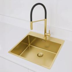 Pure.Sink Exclusivo Fregadero dorado de 54x52 cm Tapwing con banco de orificios de grifo radio de 10mm PEX5040T-60