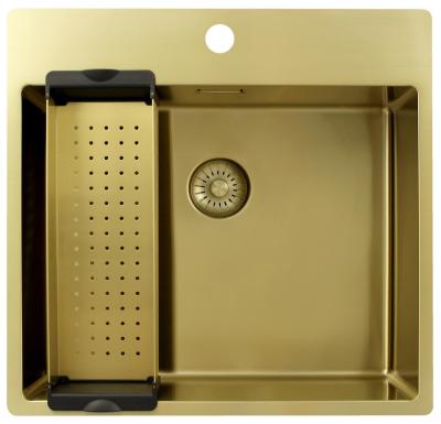Pure.Sink Exclusivo Fregadero dorado de 54x52 cm Tapwing con banco de orificios de grifo radio de 10mm PEX5040T-60