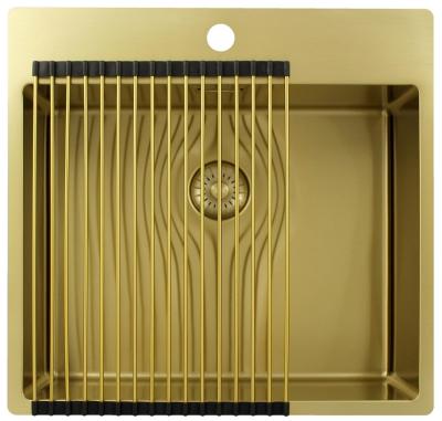 Pure.Sink Exclusivo Fregadero dorado de 54x52 cm Tapwing con banco de orificios de grifo radio de 10mm PEX5040T-60