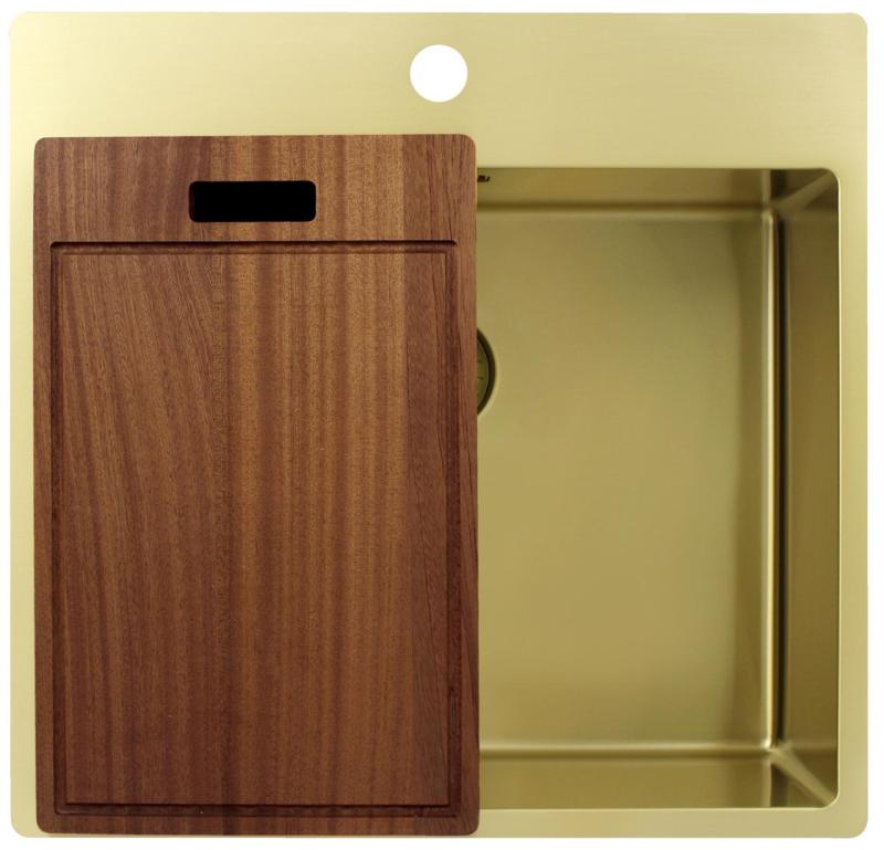 Pure.Sink Exclusivo Fregadero dorado de 54x52 cm Tapwing con banco de orificios de grifo radio de 10mm PEX5040T-60