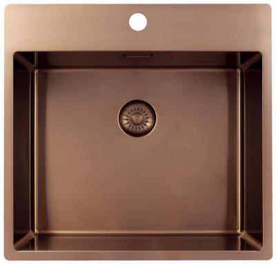 Pure.Sink Exclusivo Fregadero de cobre 54x52 cm Tapwing con banco de agujeros para grifo radio de 10mm PEX5040T-62