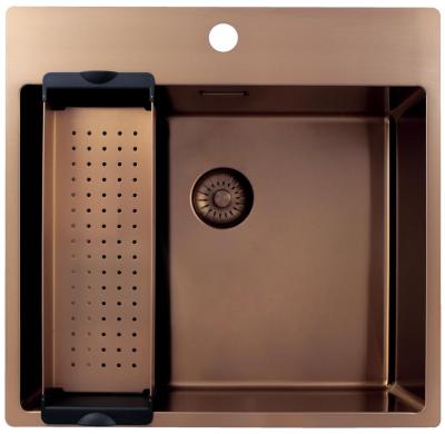 Pure.Sink Exclusivo Fregadero de cobre 54x52 cm Tapwing con banco de agujeros para grifo radio de 10mm PEX5040T-62
