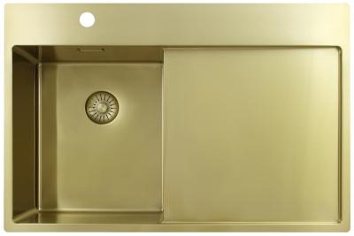 Pure.Sink Exclusivo Pequeño fregadero dorado con zona de escurrido 78x52 cm Tapwing a la izquierda PEX3478LT-60