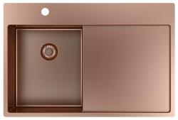 Pure.Sink Exclusivo Lavabo pequeño de cobre con zona de escurrido 78x52 cm Tapwing a la izquierda PEX3478LT-62