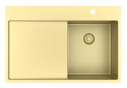 Pure.Sink Exclusivo Pequeño fregadero dorado con área de drenaje 78x52 cm Tapwing a la derecha PEX3478RT-60