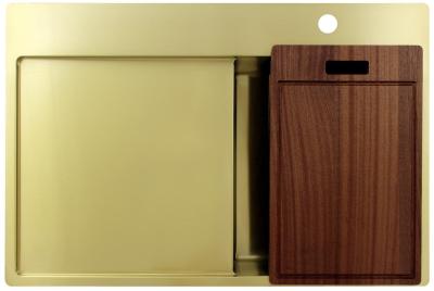 Pure.Sink Exclusivo Pequeño fregadero dorado con área de drenaje 78x52 cm Tapwing a la derecha PEX3478RT-60