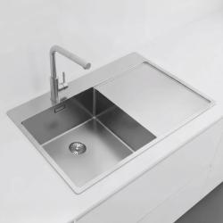 Pure.Sink Exclusivo fregadero de acero inoxidable con área de escurrido 78x52 cm Tapwing a la izquierda PEX4078LT-02