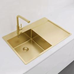 Pure.Sink Exclusivo Fregadero dorado con escurridor 78 x 52 cm Grifo Tapwing izquierdo PEX4078LT-60
