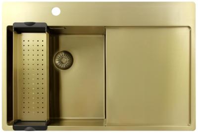 Pure.Sink Exclusivo Fregadero de oro con zona de escurrido 78x52 cm Tapwing a la izquierda PEX4078LT-60