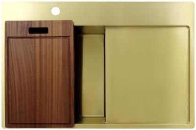 Pure.Sink Exclusivo Fregadero de oro con zona de escurrido 78x52 cm Tapwing a la izquierda PEX4078LT-60