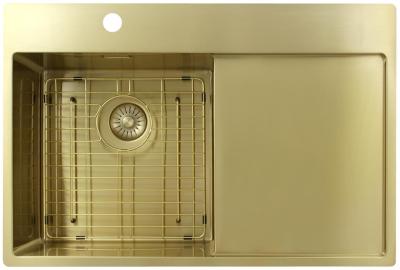 Pure.Sink Exclusivo Fregadero de oro con zona de escurrido 78x52 cm Tapwing a la izquierda PEX4078LT-60