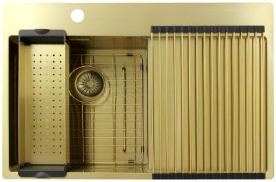 Pure.Sink Exclusivo Fregadero de oro con zona de escurrido 78x52 cm Tapwing a la izquierda PEX4078LT-60