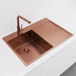 Pure.Sink Exclusivo Fregadero de cobre con área de escurrimiento 78x52 cm Tapwing a la izquierda PEX4078LT-62