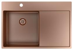 Pure.Sink Exclusivo Fregadero de cobre con área de escurrimiento 78x52 cm Tapwing a la izquierda PEX4078LT-62