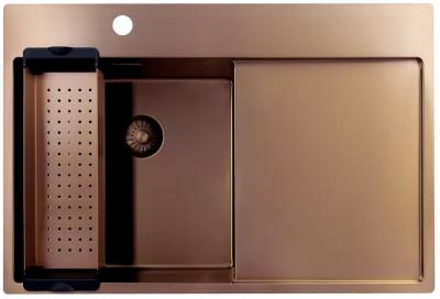 Pure.Sink Exclusivo Fregadero de cobre con área de escurrimiento 78x52 cm Tapwing a la izquierda PEX4078LT-62