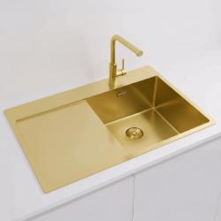 Pure.Sink Exclusivo Fregadero dorado con escurridor 78 x 52 cm Grifo Tapwing a la derecha PEX4078RT-60