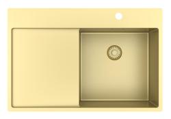 Pure.Sink Exclusivo Fregadero dorado con zona de escurrido 78x52 cm Tapwing a la derecha PEX4078RT-60