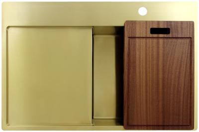 Pure.Sink Exclusivo Fregadero dorado con zona de escurrido 78x52 cm Tapwing a la derecha PEX4078RT-60