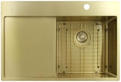 Pure.Sink Exclusivo Fregadero dorado con zona de escurrido 78x52 cm Tapwing a la derecha PEX4078RT-60