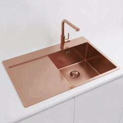 Pure.Sink Exclusivo Fregadero de cobre con zona de escurrido 78x52 cm Tapwing a la derecha PEX4078RT-62