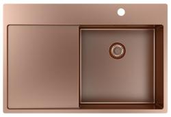 Pure.Sink Exclusivo Fregadero de cobre con zona de escurrido 78x52 cm Tapwing a la derecha PEX4078RT-62