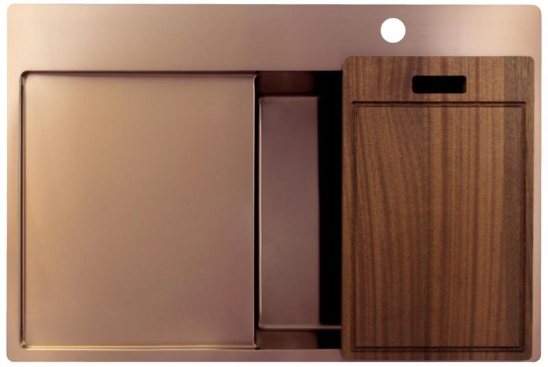 Pure.Sink Exclusivo Fregadero de cobre con zona de escurrido 78x52 cm Tapwing a la derecha PEX4078RT-62