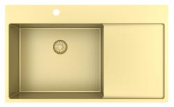 Pure.Sink Exclusivo Fregadero dorado con zona de escurrido 86x52 cm Grifo a la izquierda PEX5086LT-60