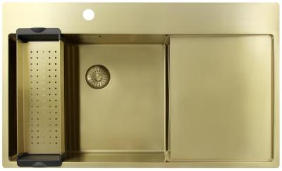 Pure.Sink Exclusivo Fregadero dorado con zona de escurrido 86x52 cm Grifo a la izquierda PEX5086LT-60