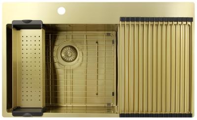 Pure.Sink Exclusivo Fregadero dorado con zona de escurrido 86x52 cm Grifo a la izquierda PEX5086LT-60