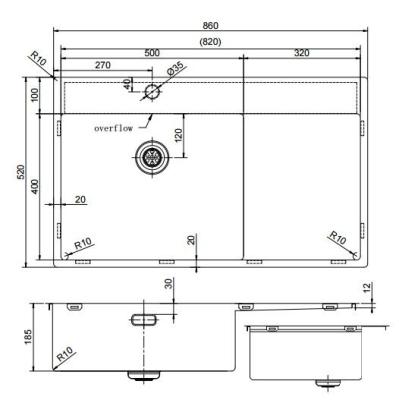Pure.Sink Exclusivo Fregadero dorado con zona de escurrido 86x52 cm Grifo a la izquierda PEX5086LT-60