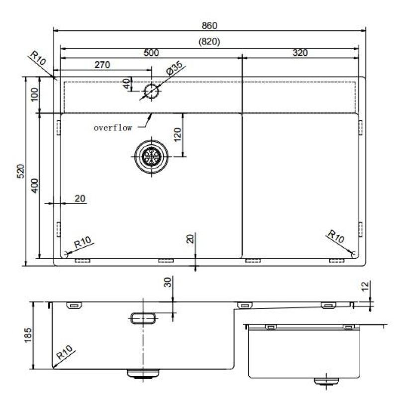 Pure.Sink Exclusivo Fregadero dorado con escurridor 86 x 52 cm Grifo Tapwing izquierdo PEX5086LT-60