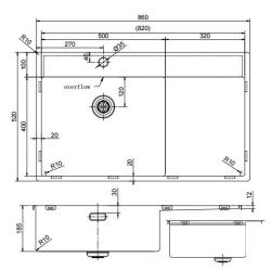 Pure.Sink Exclusivo Gun Metal fregadero con zona de escurrido 86x52 cm Tapwing a la izquierda PEX5086LT-61