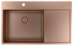 Pure.Sink Exclusivo Fregadero de cobre con área de escurrido 86x52 cm Tapwing a la izquierda PEX5086LT-62