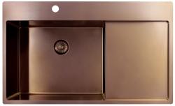Pure.Sink Exclusivo Fregadero de cobre con área de escurrido 86x52 cm Tapwing a la izquierda PEX5086LT-62